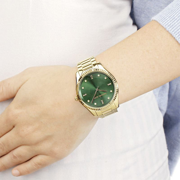 Michael Kors Women’s Quartz Gold Stainless Steel Emerald Green Dial 42mm Watch MK3226