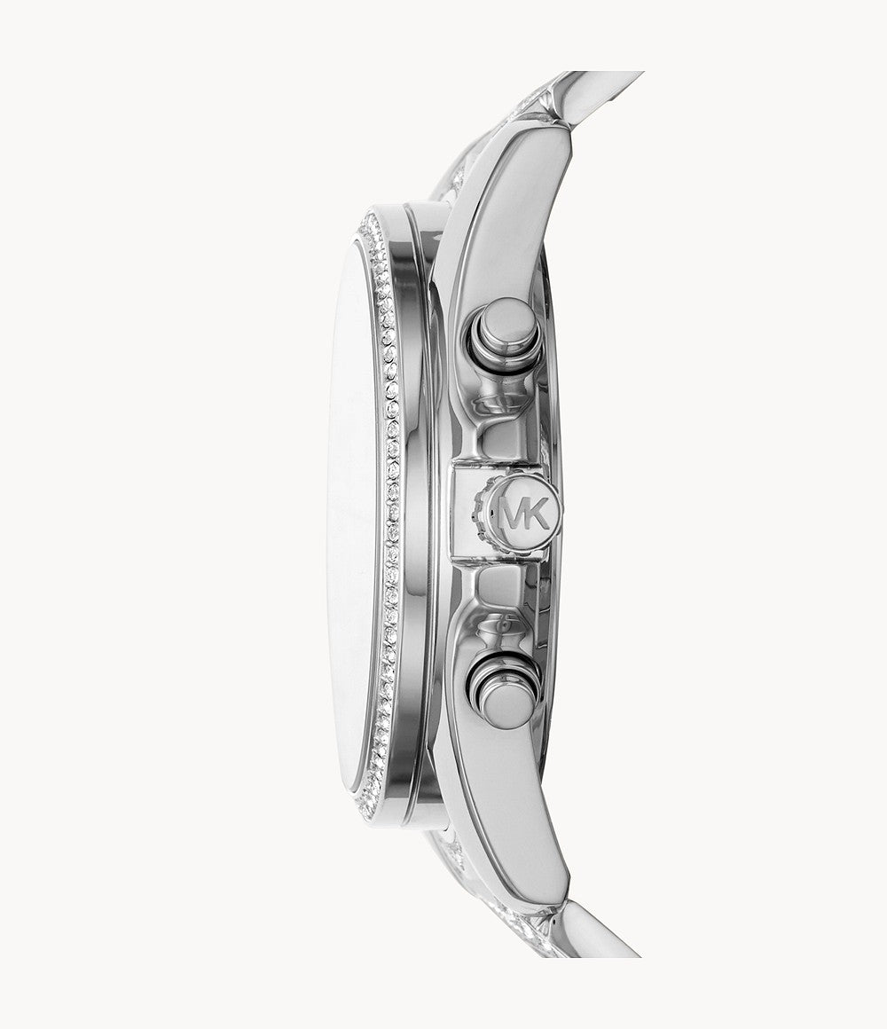 Michael Kors Women’s Chronograph Quartz Stainless Steel Silver Dial 44mm Watch MK6728