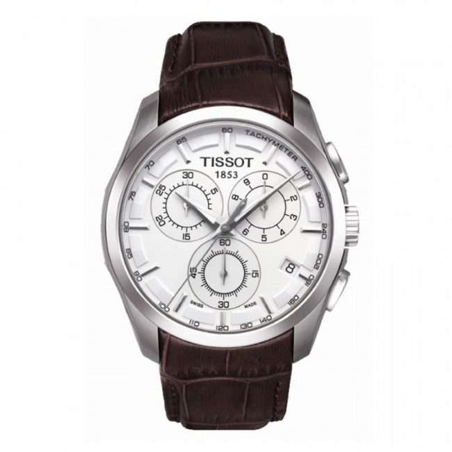 TISSOT T035.617.16.031.00 MEN'S COUTURIER CHRONOGRAPH BROWN LEATHER WATCH Hover Image