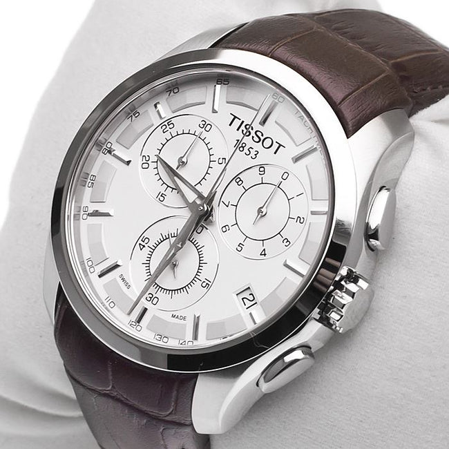 TISSOT T035.617.16.031.00 MEN'S COUTURIER CHRONOGRAPH BROWN LEATHER WATCH Main Image