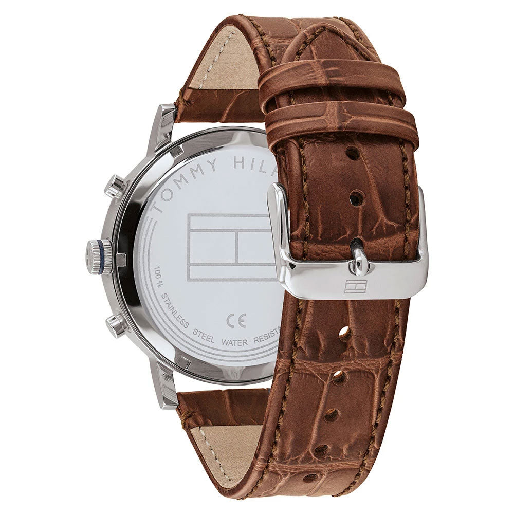 Tommy Hilfiger Men’s Quartz Leather Strap Blue Dial 44mm Watch 1710393
