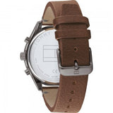 Tommy Hilfiger Men’s Quartz Brown Leather Strap Grey Dial 44mm Watch 1791730