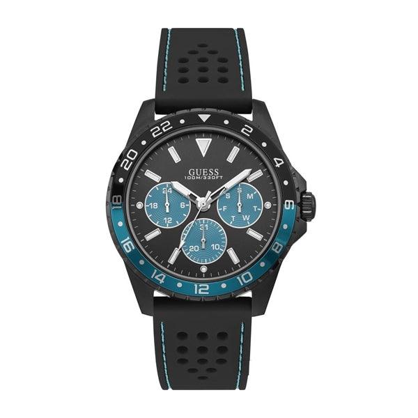 Guess Men’s Quartz Silicone Strap Black Dial 44mm Watch W1108G5 Hover Image