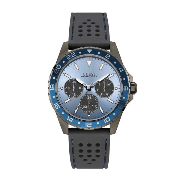 Guess Men’s Quartz Silicone Strap Blue Dial 44mm Watch W1108G6 Hover Image