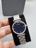 Emporio Armani Women's Quartz Stainless Steel Silver with Blue Dial AR11091