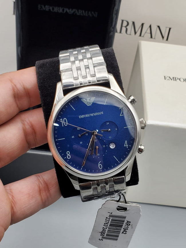 EMPORIO ARMANI Dress Chronograph Blue Dial Men's Watch AR1942 Hover Image
