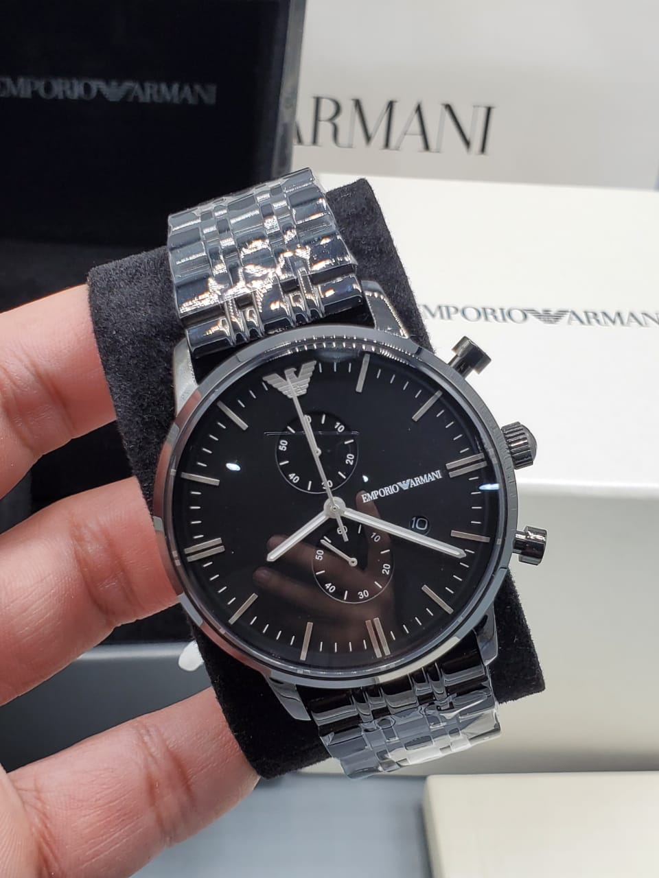 Emporio Armani AR1934 Men's Black Stainless Steel Chronograph Watch