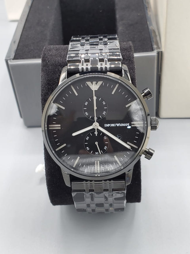 Emporio Armani AR1934 Men's Black Stainless Steel Chronograph Watch Main Image