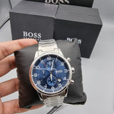 Hugo Boss Aeroliner Blue Dial Stainless Steel Chrono Quartz Male Watch 1513183