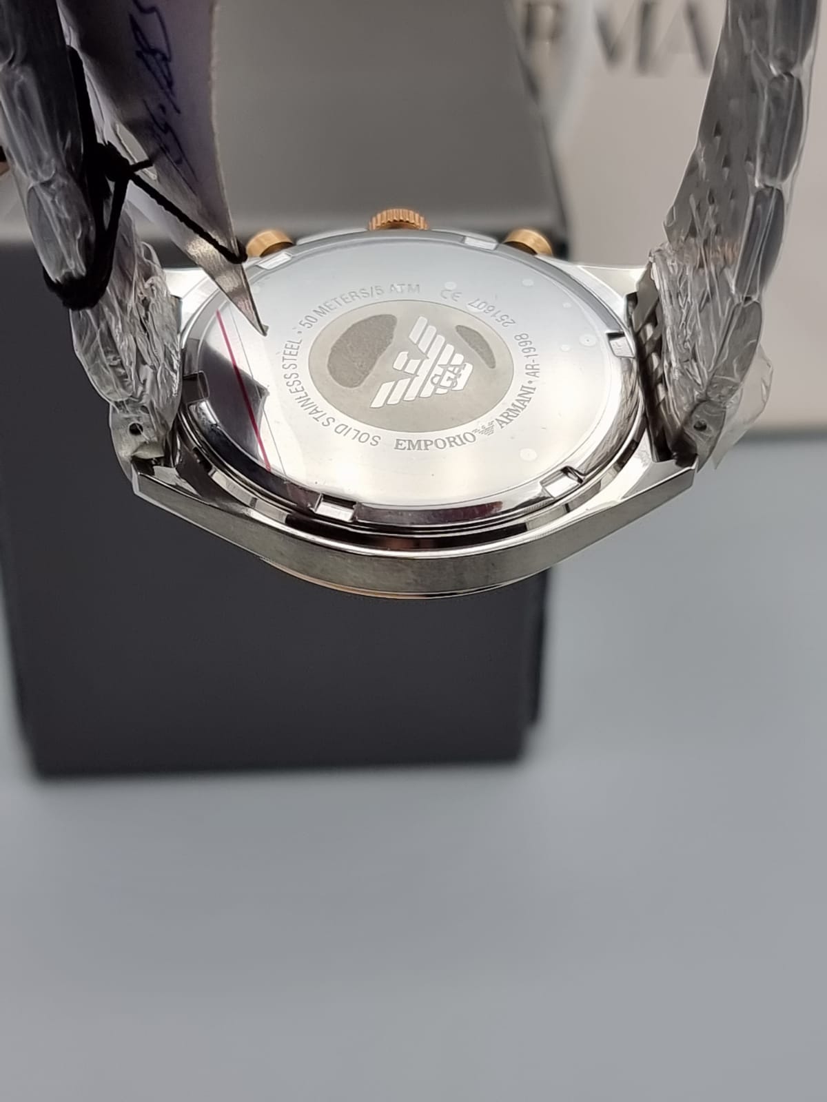 Emporio Armani Zeta Chronograph Cream Dial Two-tone Men's Watch AR1998