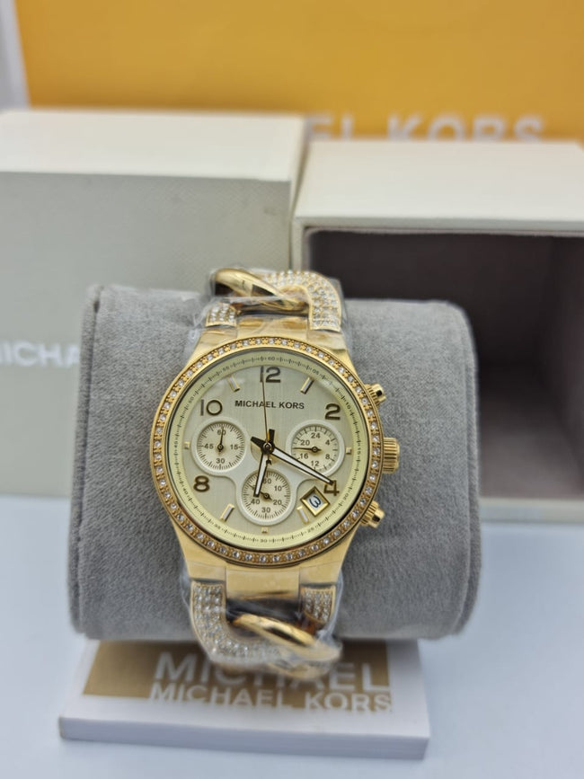 Michael Kors Women’s Quartz Stainless Steel Gold Dial 38mm Watch MK3150 Main Image