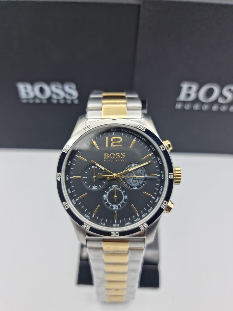 Hugo Boss Professional Two-Tone Stainless Steel Black Dial Chronograph Quartz Watch For Gents - Hugo Boss 1513529