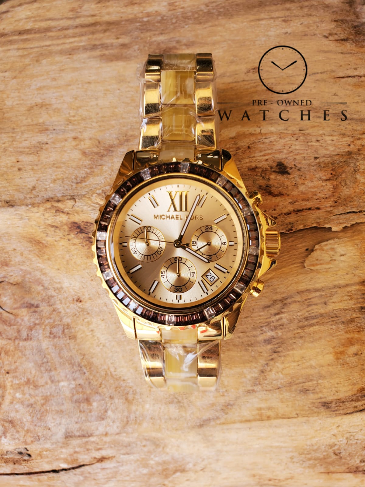 MICHAEL KORS Everest Light Champagne Dial Gold-tone and Horn Acetate Ladies Watch MK5874