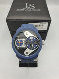Joshua & Sons Men's Colored Dual Time Zone Watch - Swiss Quartz Watch with Unique Design On Silicone Strap - JS52BU
