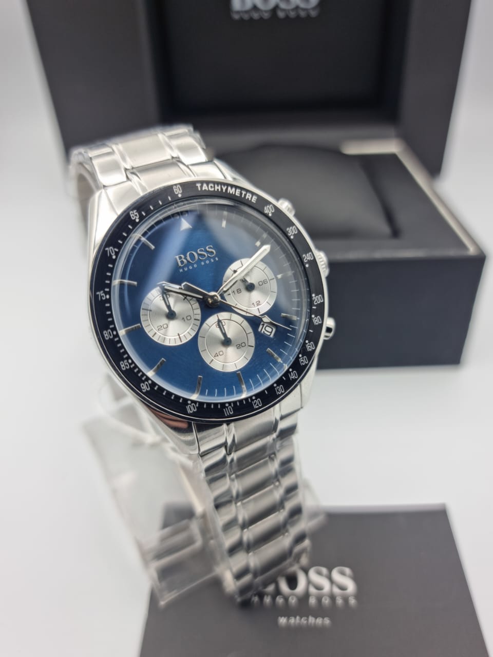 Hugo Boss Men’s Chronograph Quartz Stainless Steel Blue Dial 44mm Watch 1513630