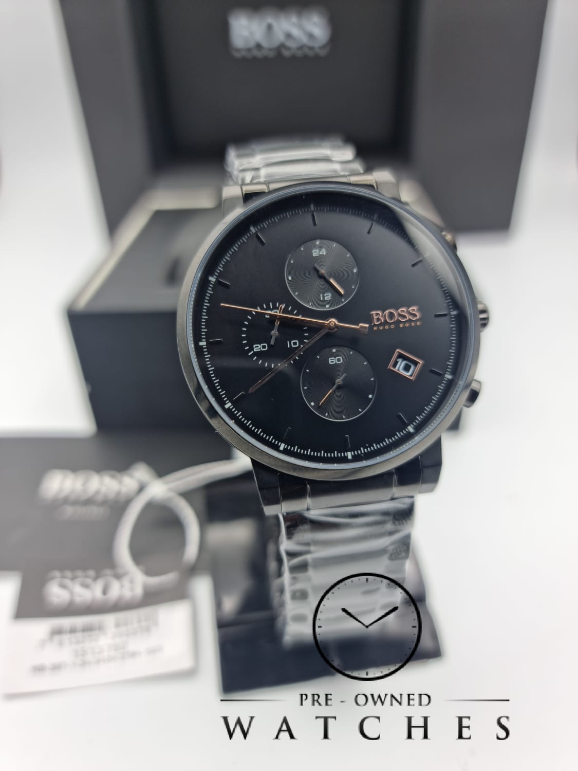 Hugo Boss Men’s Chronograph Quartz Stainless Steel Black Dial 43mm Watch 1513780