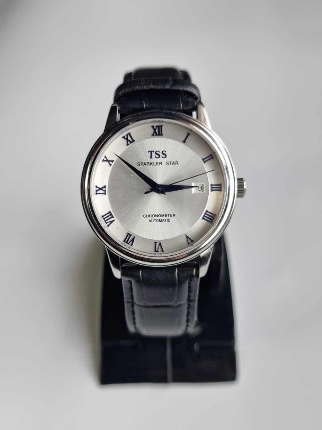 TSS Auto Men's Watch Silver dial Leather Black Strap