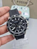 Fossil Men’s Chronograph Quartz Black Silicone Strap Black Dial 45mm Watch BQ2494