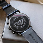 Emporio Armani Men’s Chronograph Quartz Leather Strap Silver Dial 43mm Watch AR11202
