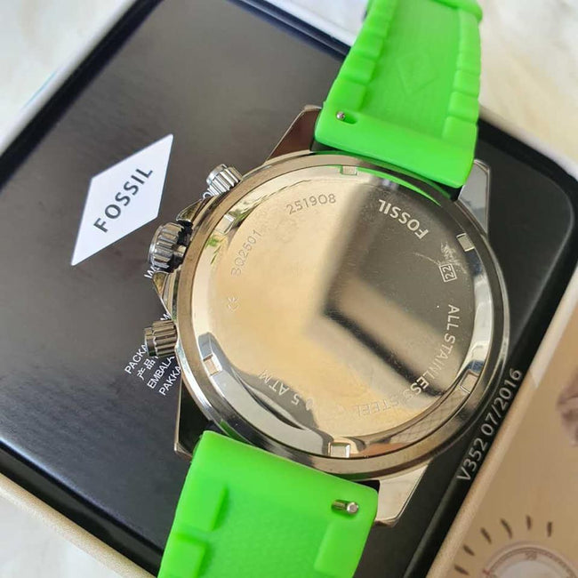 Fossil Men’s Quartz Green Silicone Strap Green Dial 45mm Watch BQ2501 Main Image