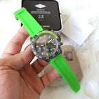 Fossil Men’s Quartz Green Silicone Strap Green Dial 45mm Watch BQ2501