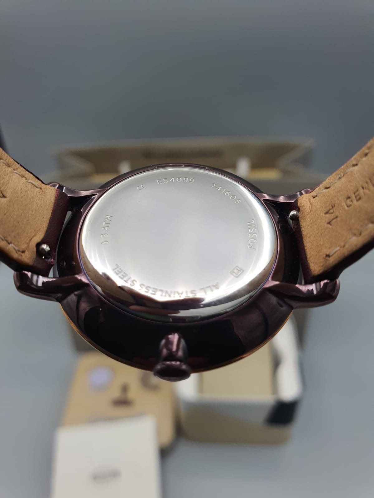 Fossil Jacqueline Burgundy Leather Strap Burgundy Dial Quartz Watch For Ladies - Fossil ES4099