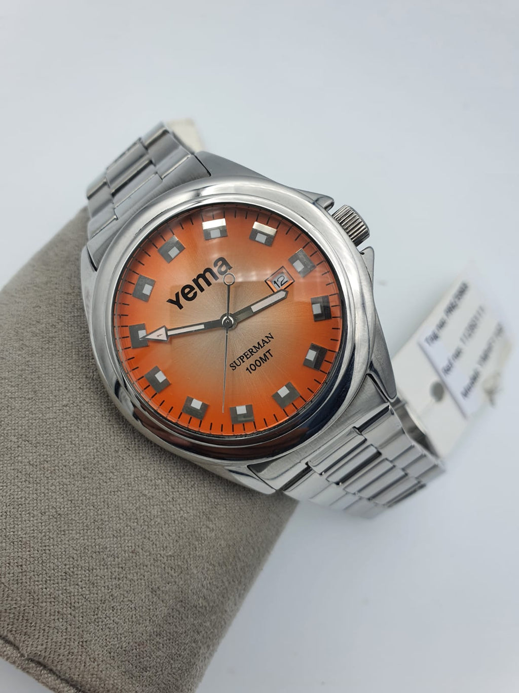 Yema Men's Watch Orange Dial Stainless Steel Silver Chain ymhf1102