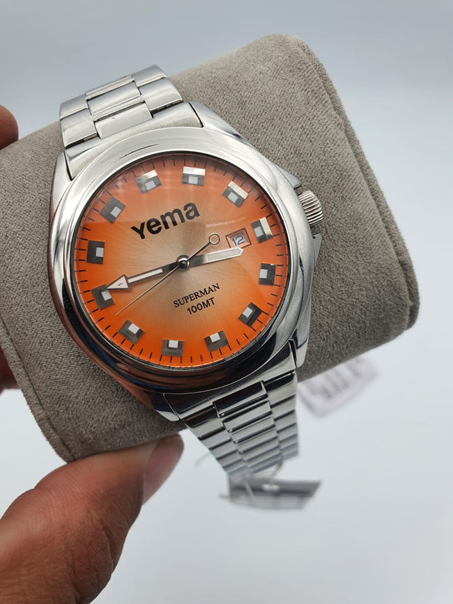 Yema Men's Watch Orange Dial Stainless Steel Silver Chain ymhf1102 Main Image