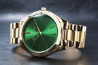 Michael Kors Womens Analogue Quartz Watch with Stainless Steel Strap MK3435, Gold/Green, Fashion