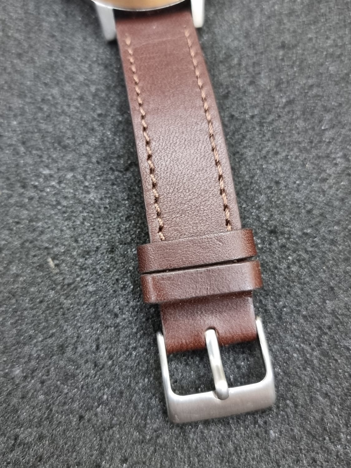 Nixon Gents Watch Silver Dial Brown leather Strap