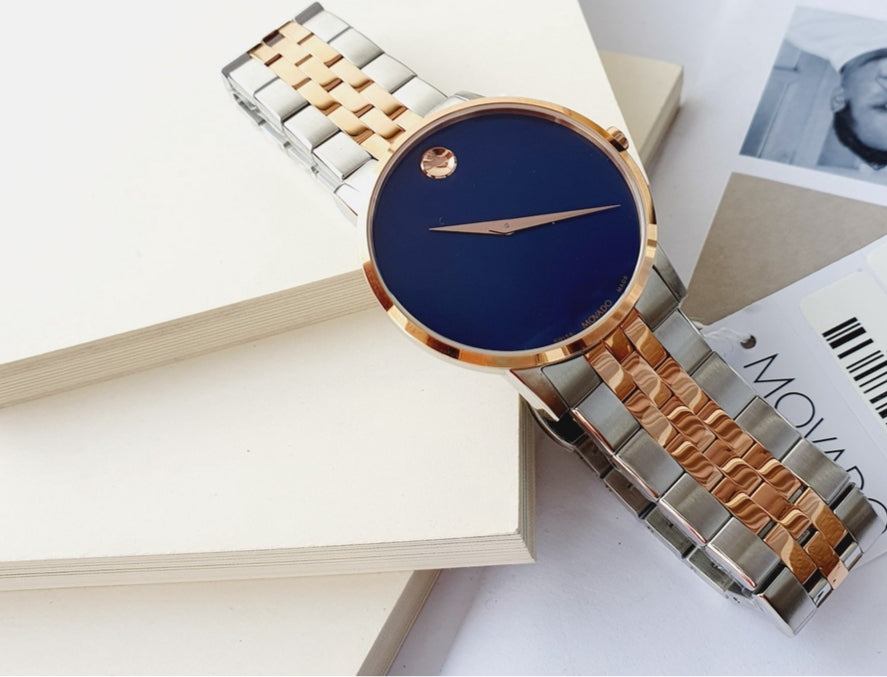 Movado Men’s Quartz Swiss Made Stainless Steel Blue Dial 40mm Watch 0607267