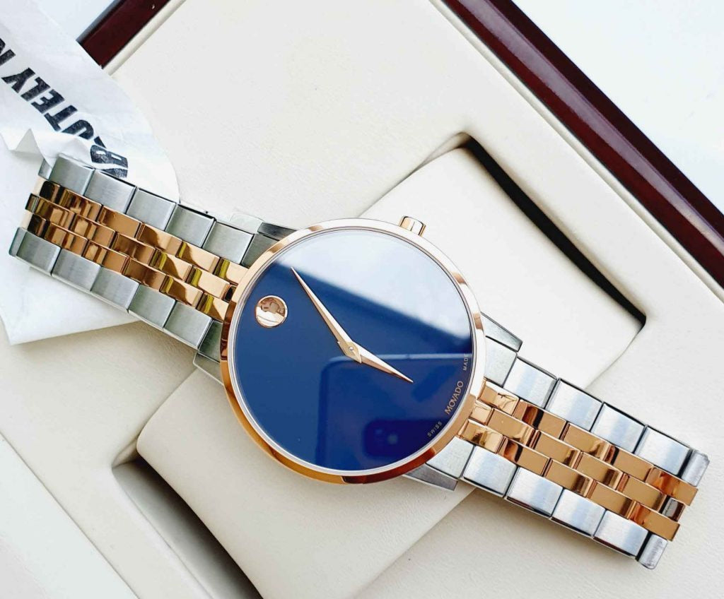 Movado Men’s Quartz Swiss Made Stainless Steel Blue Dial 40mm Watch 0607267