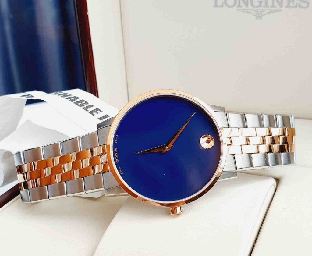 Movado Men’s Quartz Swiss Made Stainless Steel Blue Dial 40mm Watch 0607267
