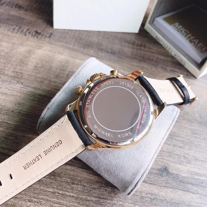 Michael Kors Men’s Chronograph Quartz Leather Strap Black Dial 45mm Watch MK8618