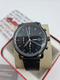 Fossil Men's Commuter Chrono Stainless Steel Quartz Leather Watch, Color: Black, 22 (Model: FS5504)