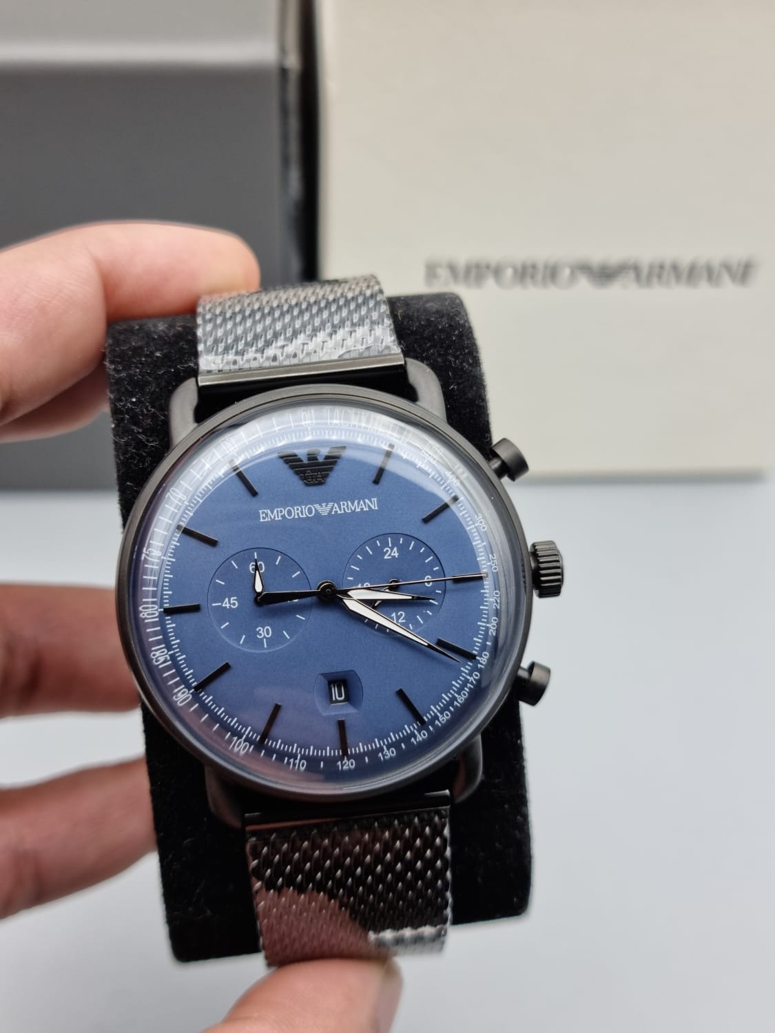 Emporio ARMANI Chronograph Quartz Blue Watch Men\'s AR11201 Dial