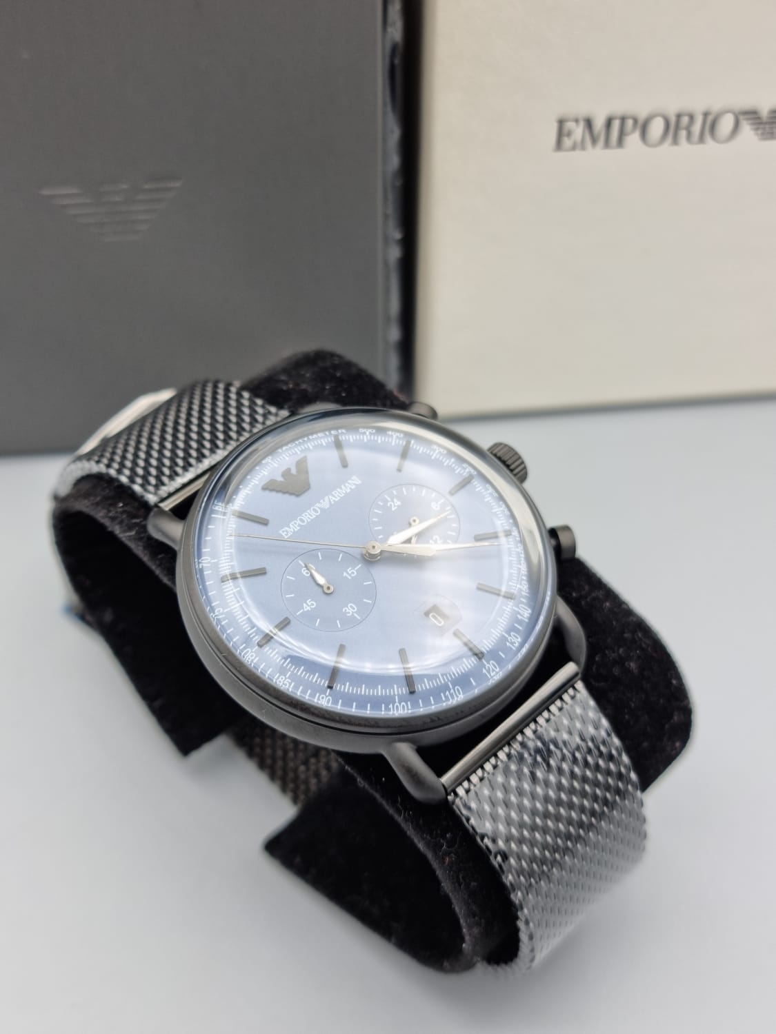 Emporio ARMANI Chronograph Quartz Blue Watch Men\'s Dial AR11201