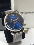 Emporio Armani Men’s Chronograph Quartz Stainless Steel Blue Dial 43mm Watch AR80038