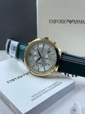 Emporio Armani Men’s Quartz Leather Strap Silver Dial 43mm Watch AR11233