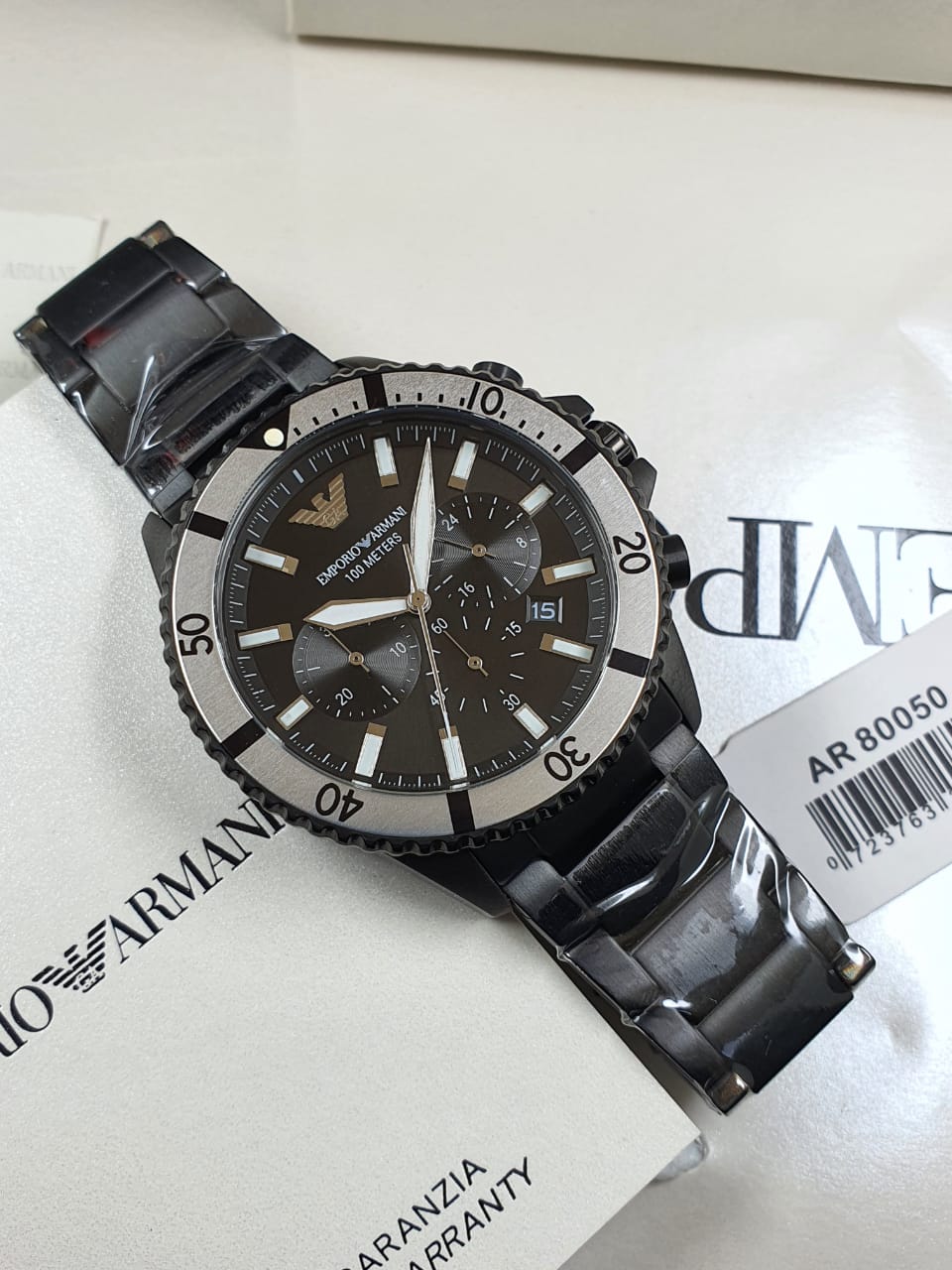 Emporio Armani Men’s Quartz Stainless Steel Black Dial 43mm Watch AR80050