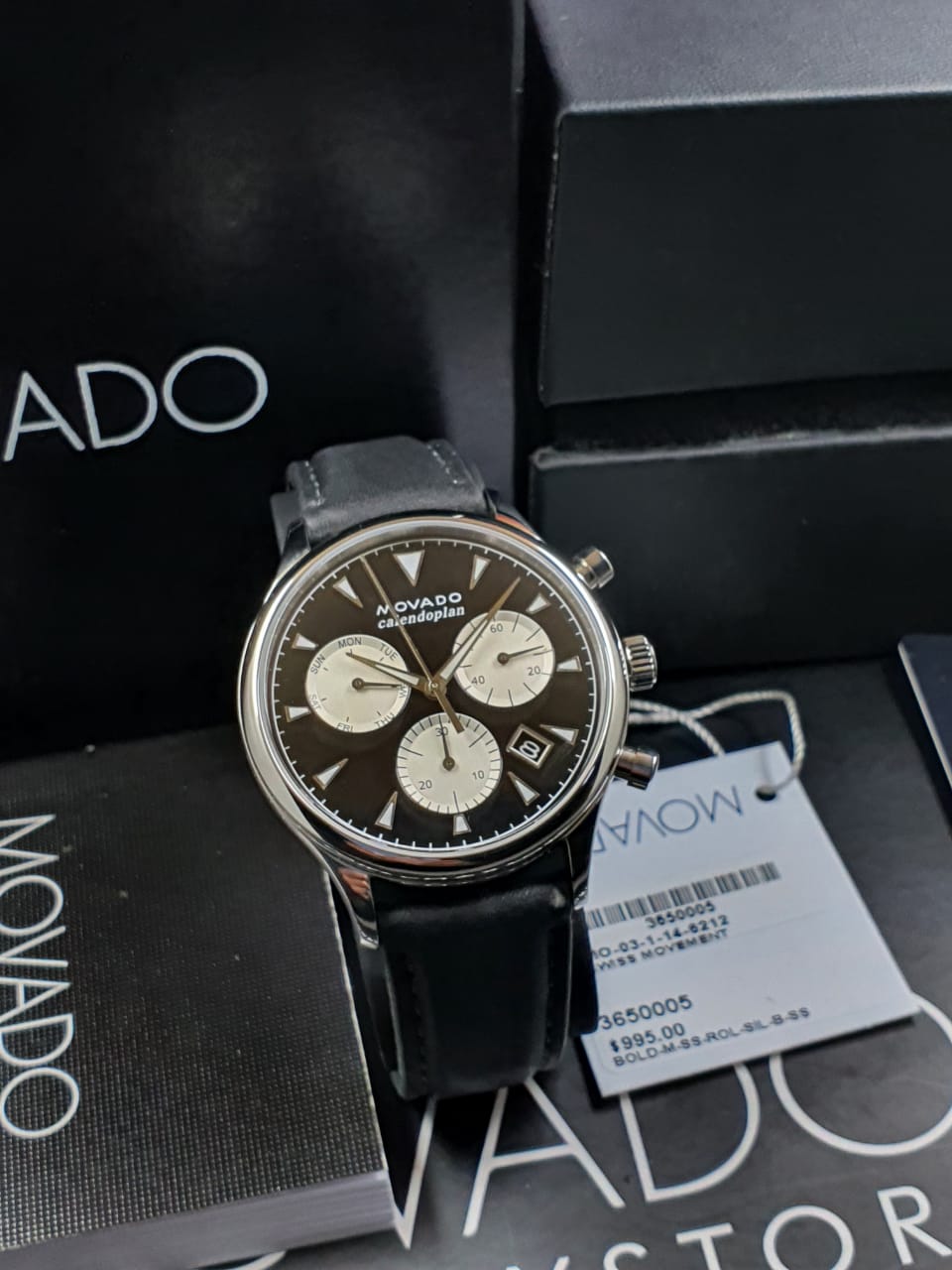 MOVADO Heritage Chronograph Black Dial Men's Watch 3650005