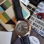 Fossil Men's Fs5085 Grant Chronograph Leather Watch - Black, Analog Display