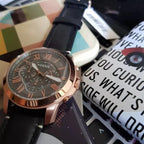 Fossil Men's Fs5085 Grant Chronograph Leather Watch - Black, Analog Display
