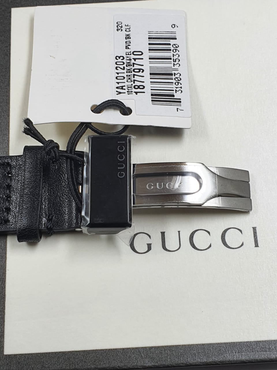 Gucci Men’s Analog Quartz Leather Strap Black Dial 44mm Watch YA101203