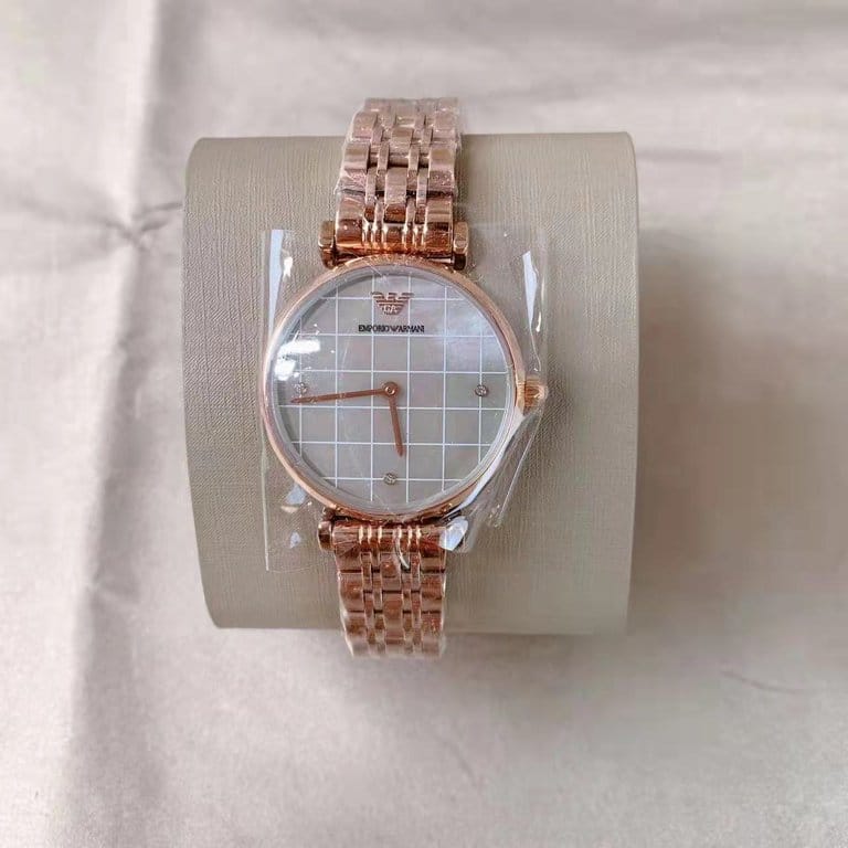 Emporio Armani Women’s Quartz Rose Gold Stainless Steel Mother Of Pearl Dial 32mm Watch AR11385