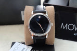Movado Men’s Quartz Swiss Made Leather Strap Black Dial 38mm Watch 2100002