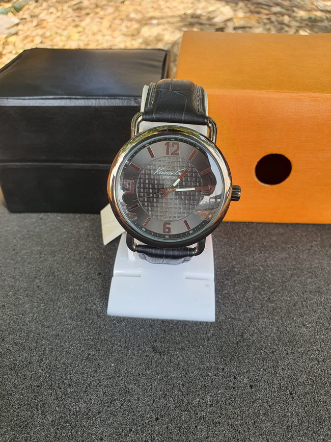 Kenneth Cole Gents Watch Black Leather Strap Black Dial KCW0000 Hover Image
