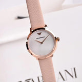 Emporio Armani Women’s Quartz Pink Leather Strap Silver Dial 32mm Watch AR11160