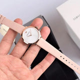 Emporio Armani Women’s Quartz Pink Leather Strap Silver Dial 32mm Watch AR11160
