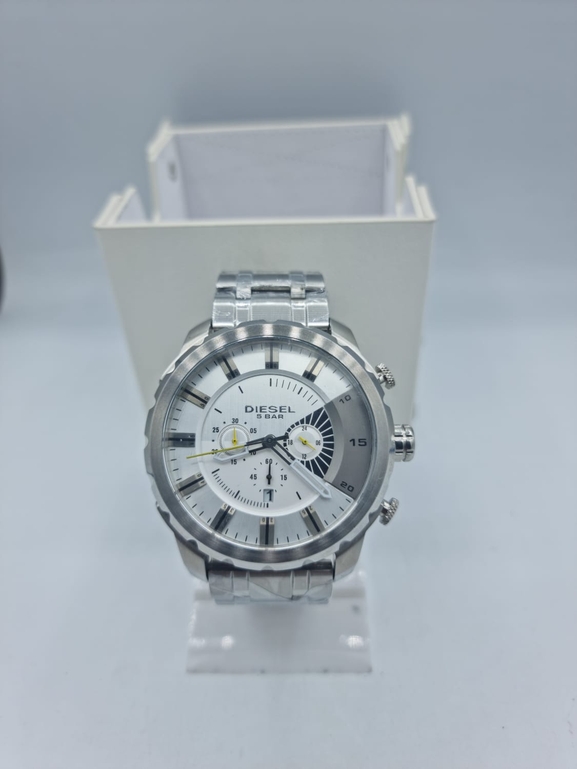 Men's Diesel Stronghold Chronograph Leather Strap Watch DZ4346 (Strap Change Orignal Chain)
